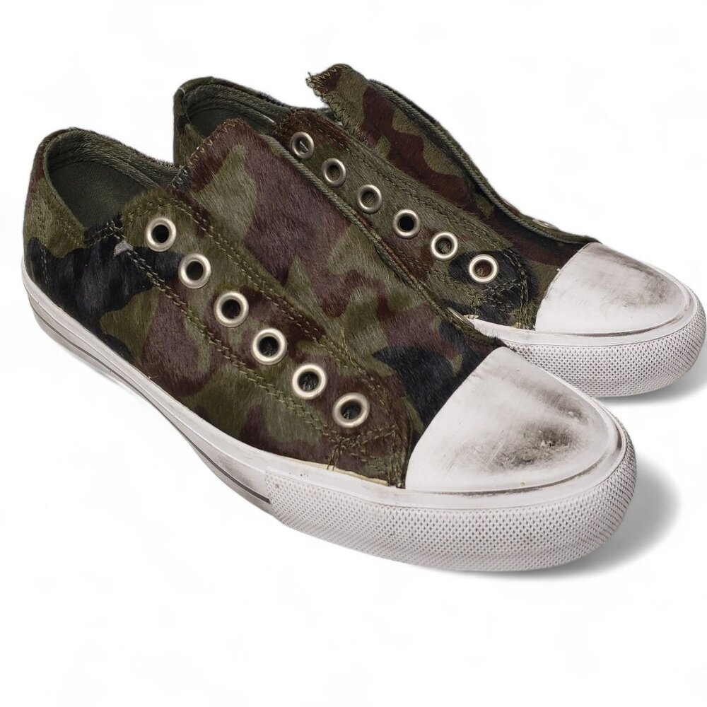 Naughty Monkey Women’s Cow Hair Camo No Lace Slip On Sneakers 8